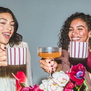 Noon & Moon Cherry Lacquer and White Ceramic Mugs Set of 2